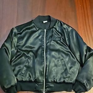 Victoria Secret Pink Limited Edition Balck Satin Bomber Jacket Sz. S
